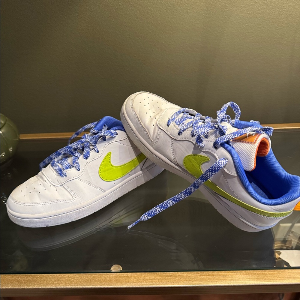 Nike Court Borough Low 2 White Atomic Green DQ7770-100 Size 7Y